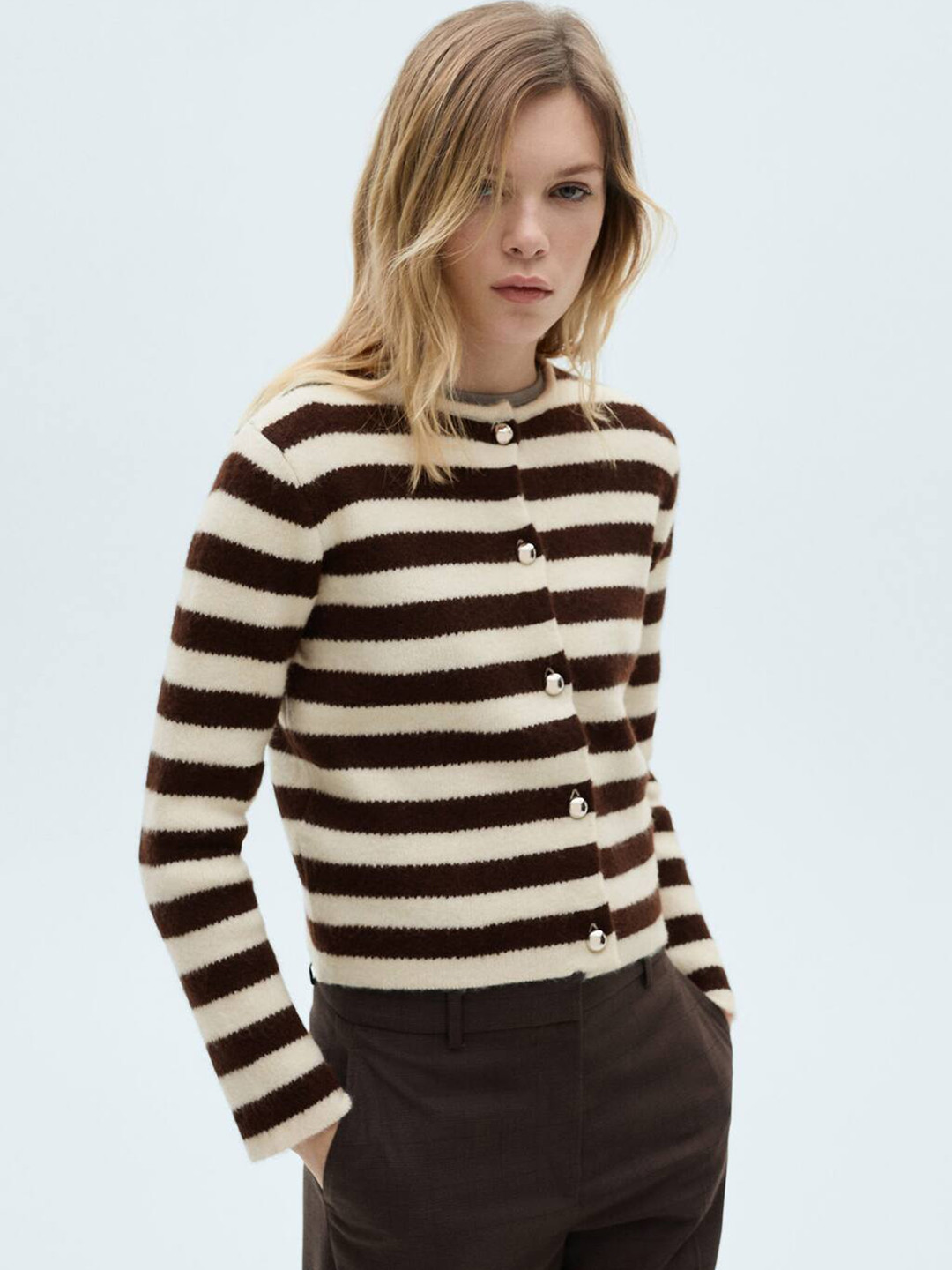 MANGO Women Striped Cardigan