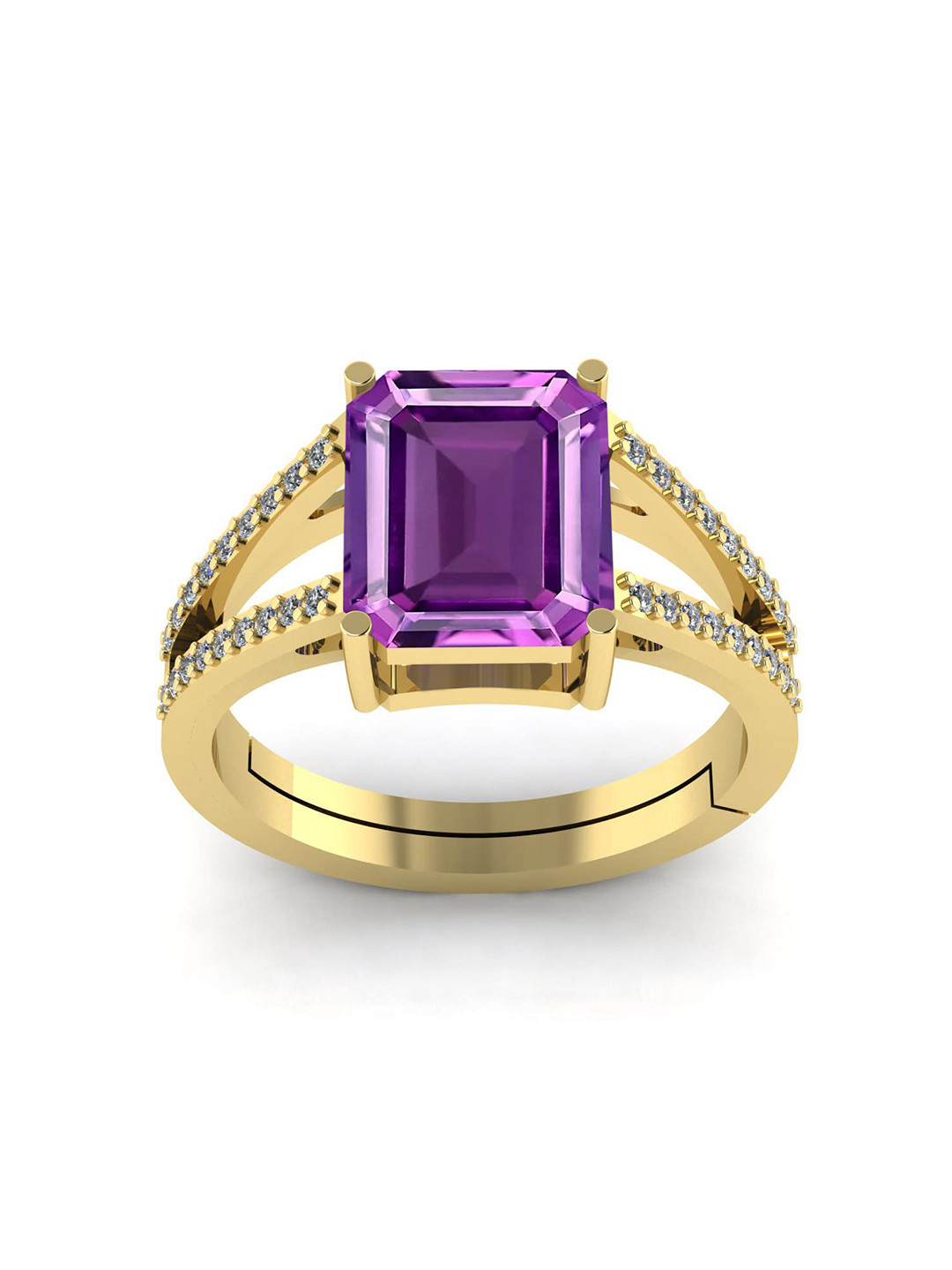 LMDPRAJAPATIS Unisex 7.25 Ratti 6.50 Carat Natural Amethyst Katela Gold Ring For  And Women's