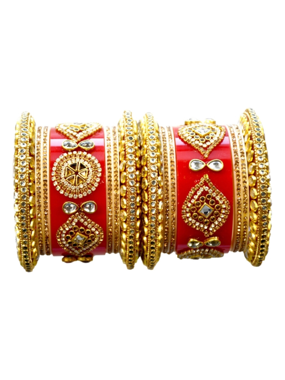 Align Set Of 2 Gold-Plated American Diamond-Studded Chuda Bangles