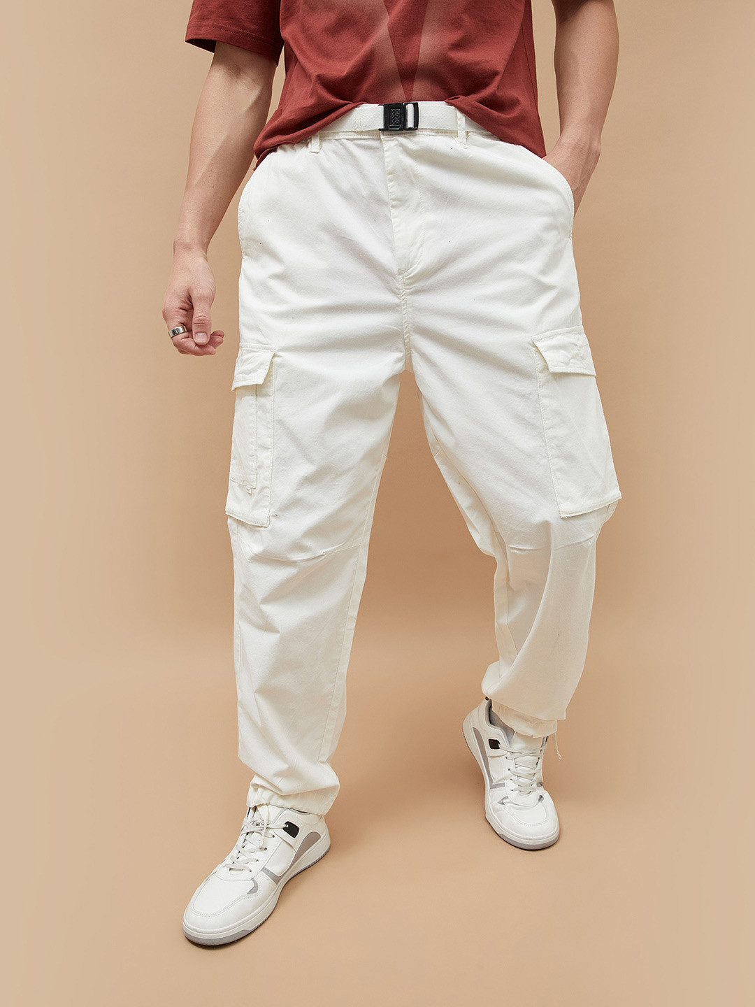Forca Men Cotton Loose Fit Cargos Trousers