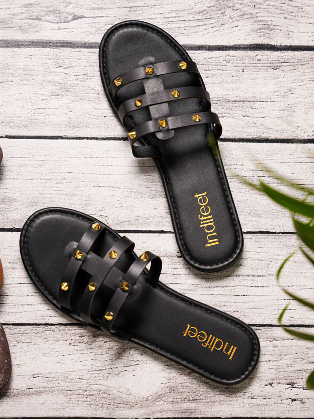 Indifeet Women Latest Embellished & Studded Open Toe Strappy Flats