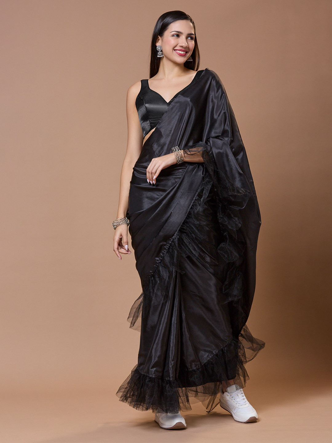 SALWAR STUDIO Satin Sleeveless Sweetheart Neck Readymade Padded Saree Blouse