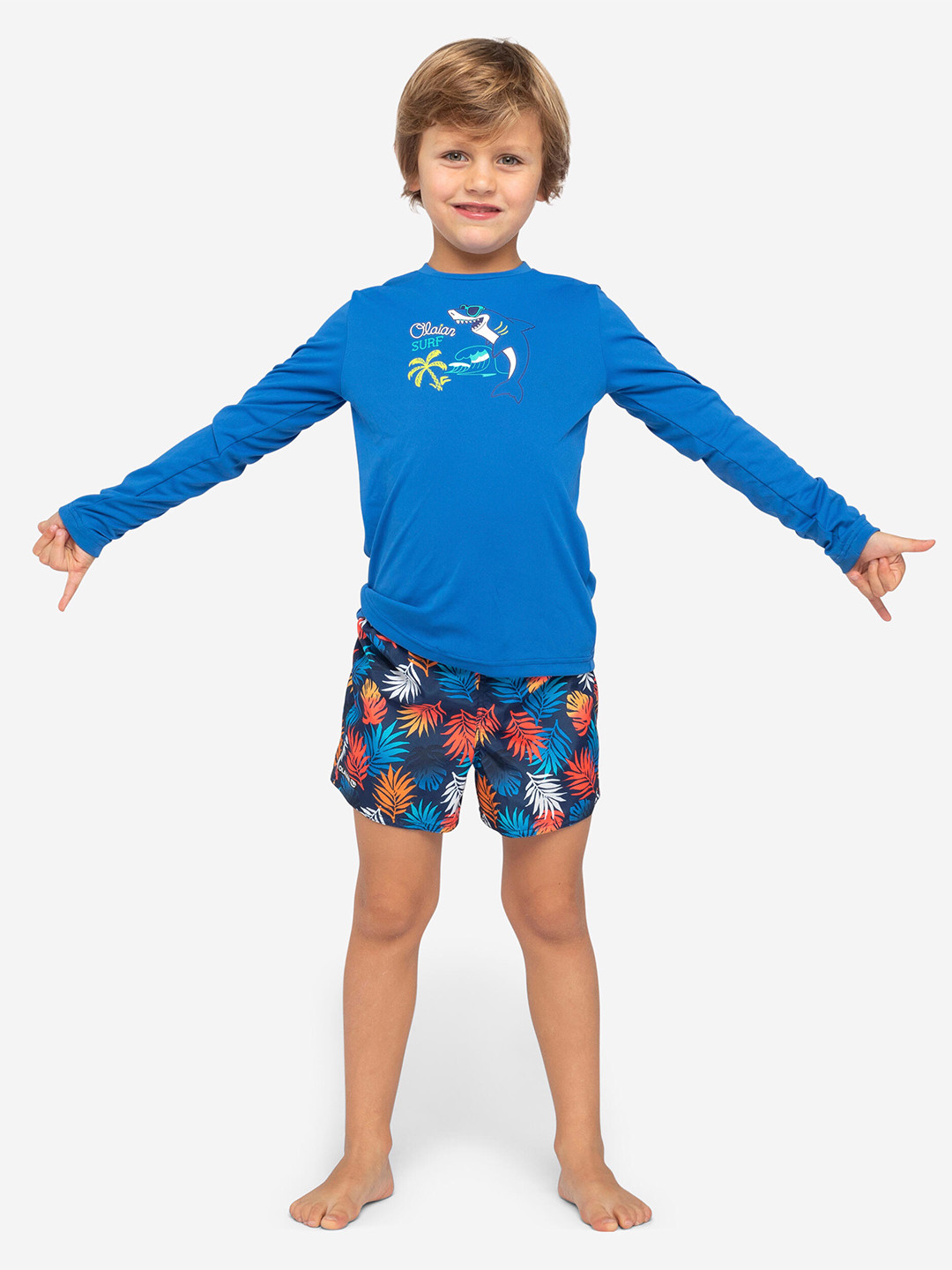 Decathlon  Boys Floral Printed Drawstring Surfing Shorts