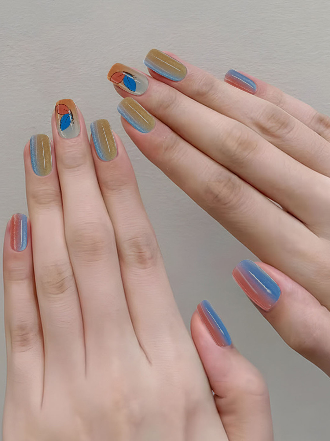 Secret Lives Set Of 30 Cats Eye With Half Fly Design Artificial Nails