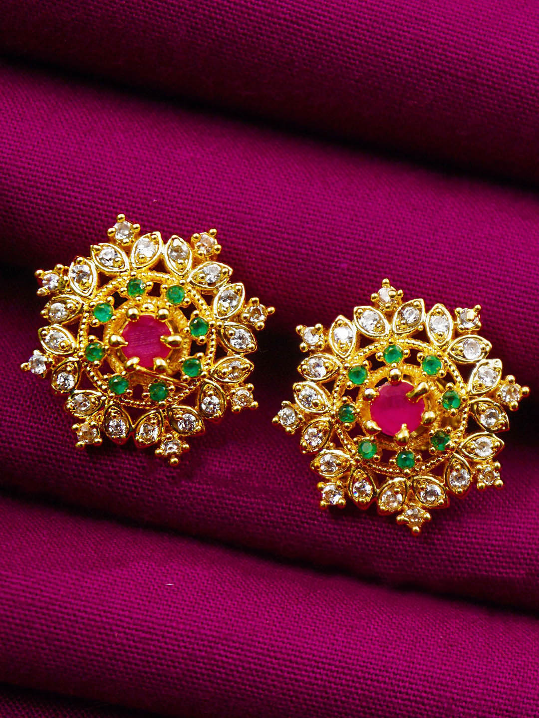 PINAAKA DARINI 1 Gram Gold Plated Floral Studs