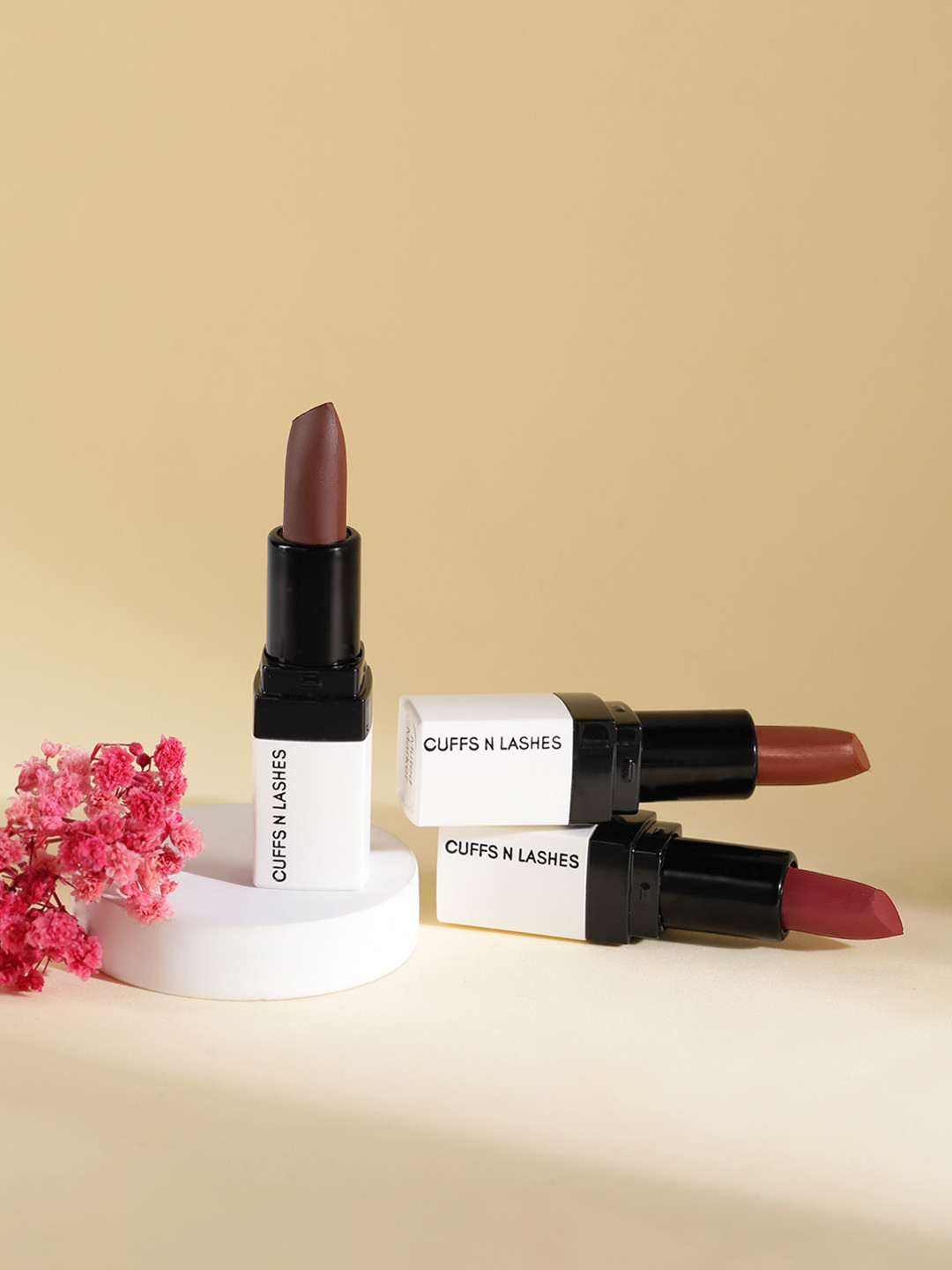 CUFFS N LASHES Set of 3 Creamy Matte Lipsticks with Vitamin C, E & Shea Butter - Doodle-05