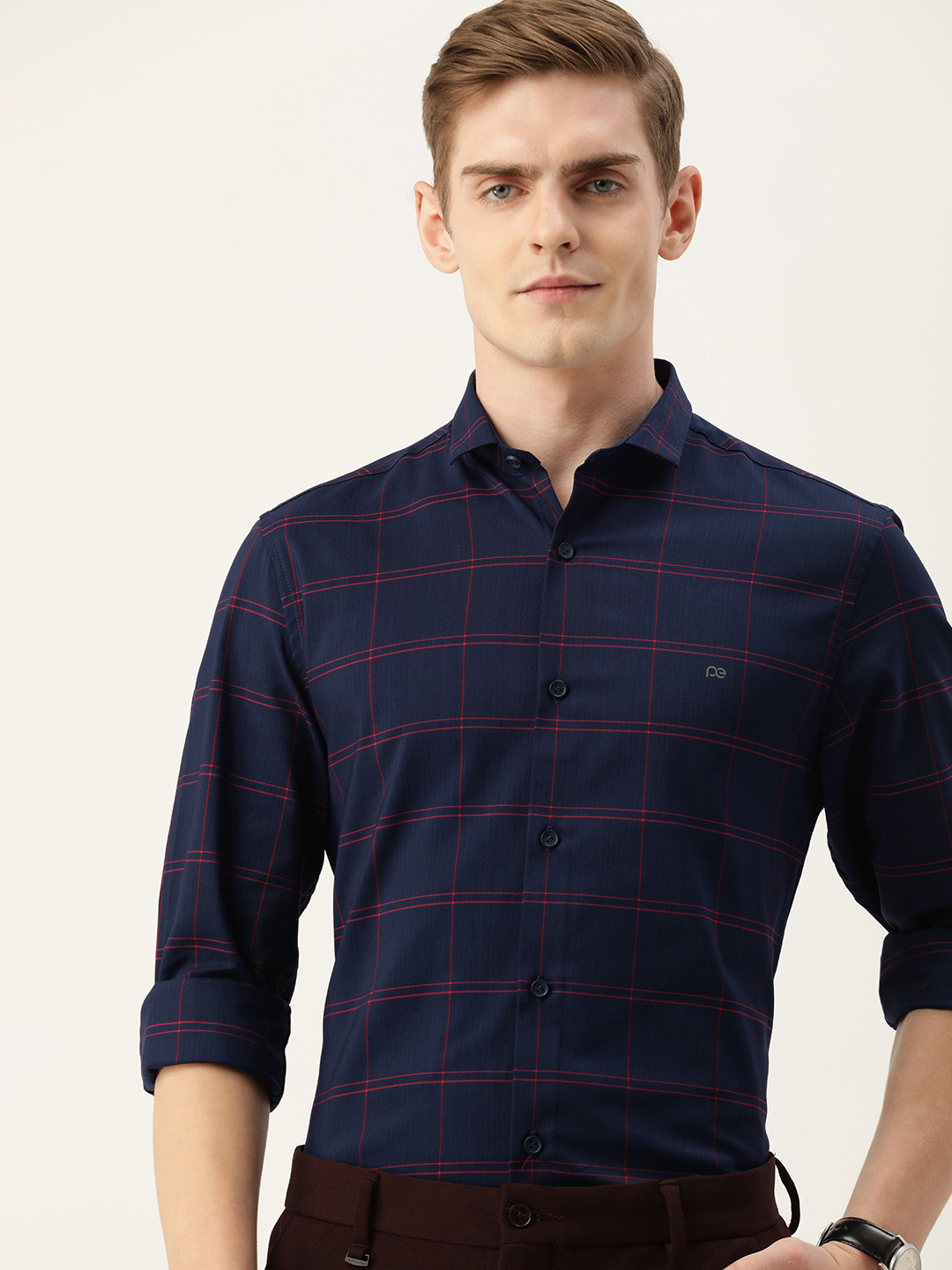 Peter England Men Super Slim Fit Checked Semiformal Shirt