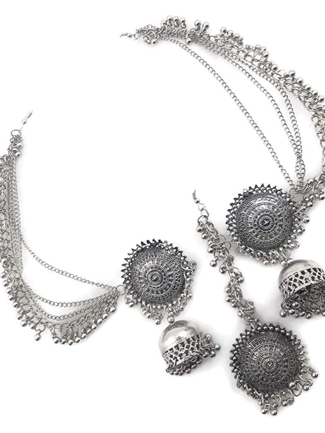 JMBW INTERNATIONAL Beaded Maang Tika and Earrings