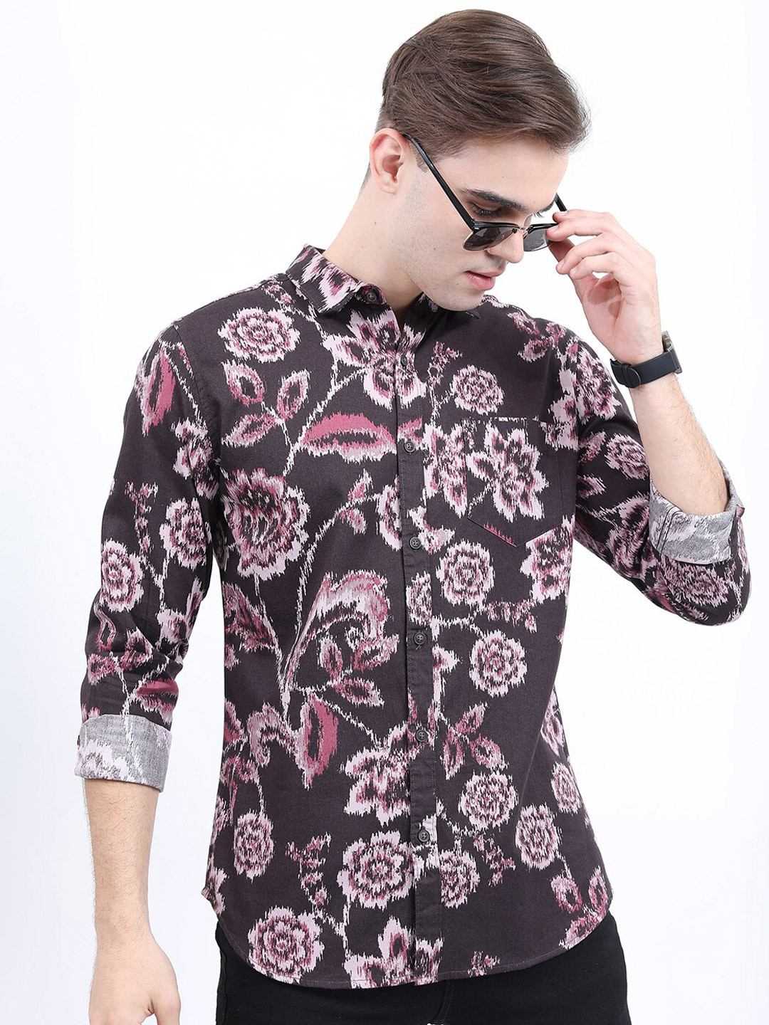 KETCH Men Floral Printed Slim Fit Casual Cotton Shirt
