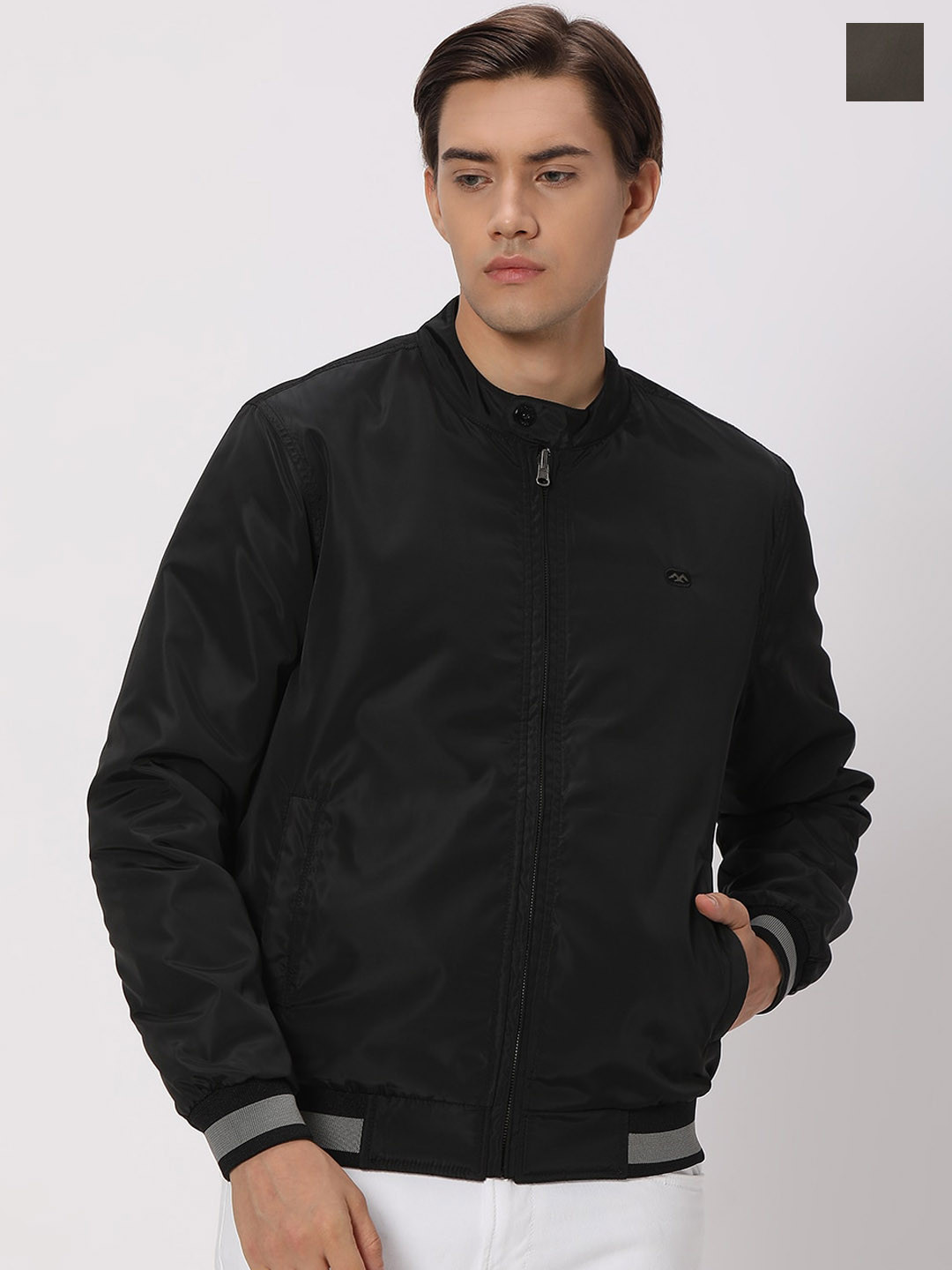 Mufti Stand Collar Reversible Bomber Jacket