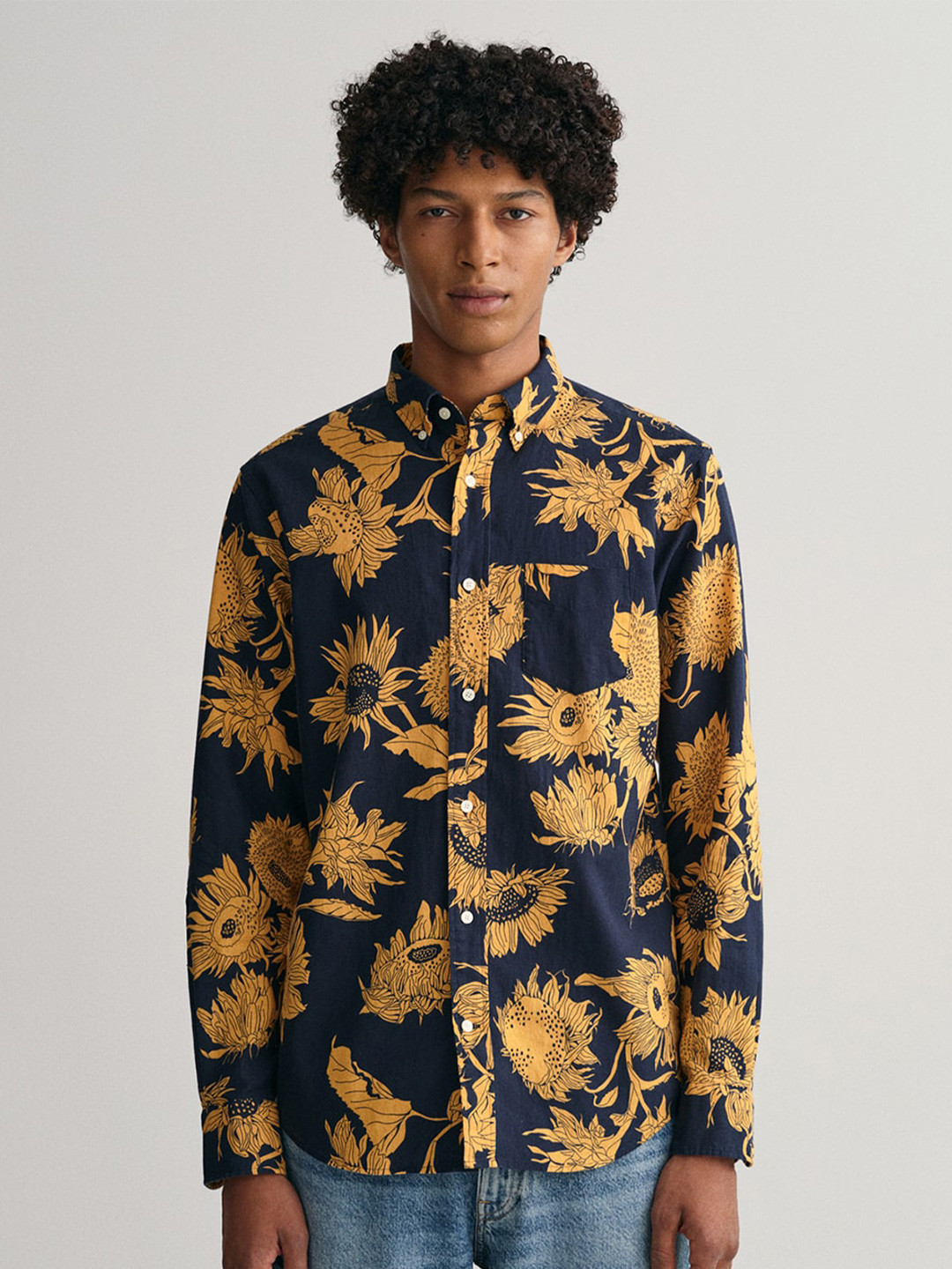 GANT Classic Sunflower Printed Button Down Collar Cotton Linen Casual Shirt