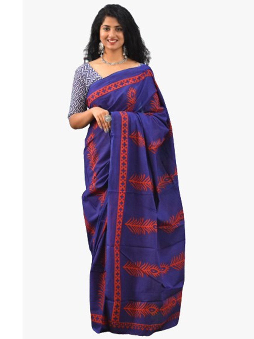 TROPWEAR Ikat Ethnic Motif Pure Cotton Saree