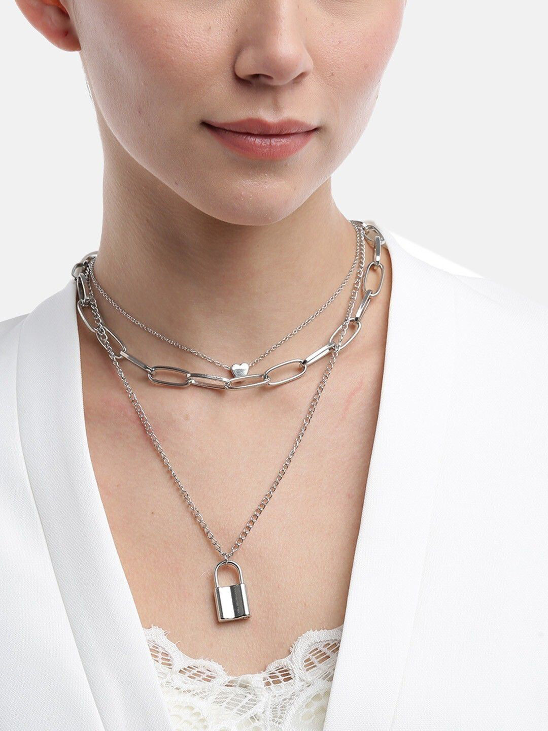 Oxidized Heaven Silver-Plated Layered Necklace