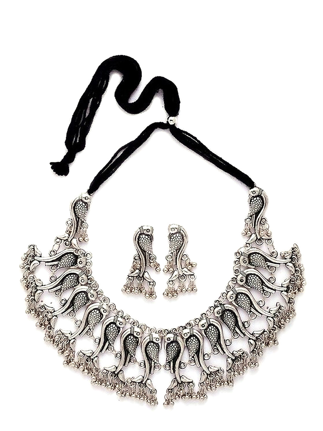 Oxidized Heaven Sterling Silver Plated & Beaded Jewellery Set