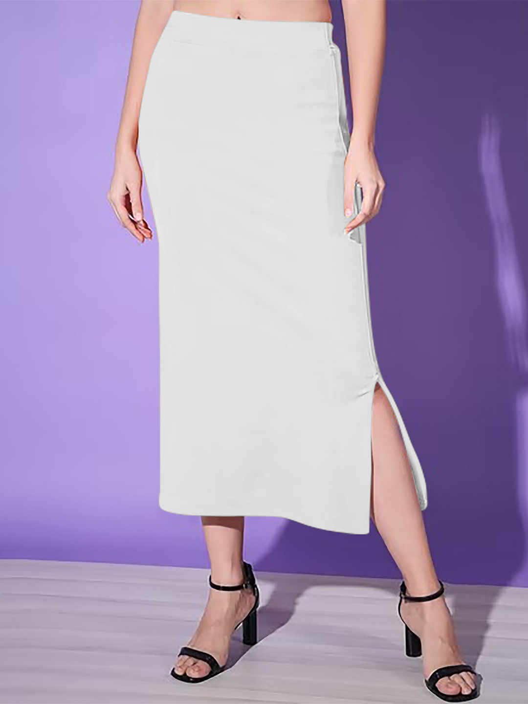 Dream Beauty Fashion Solid Side Slit Pencil Midi Skirt