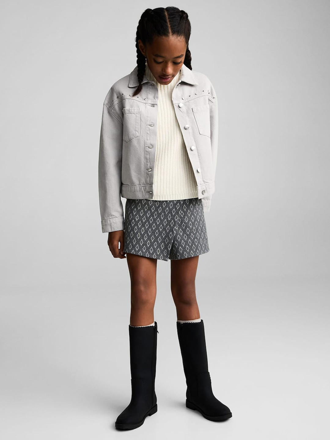 Mango Kids Girls Geometric Print Skorts