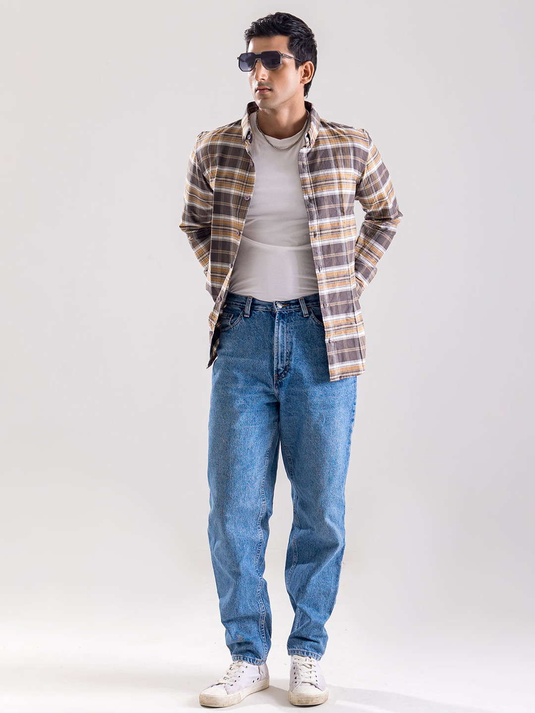 Code 61 Men Slim Fit Tartan Checks Casual Shirt
