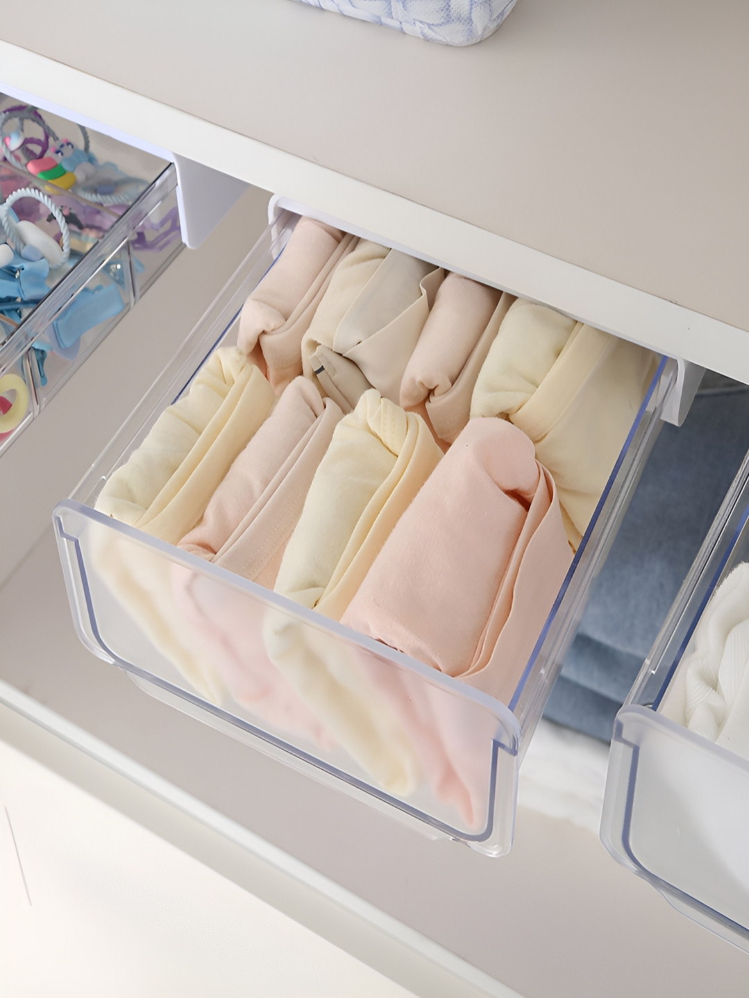 HOKIPO Transparent Set of 1 Self Adhesive Underdesk Organiser