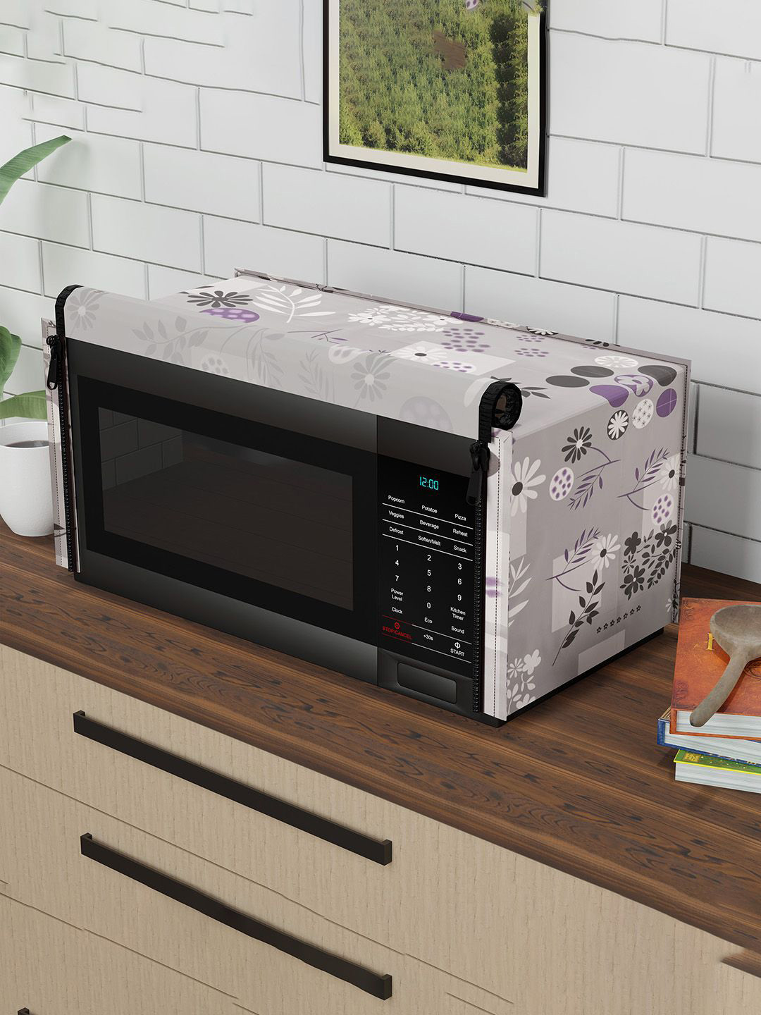 Kuber Industries Grey & White Printed ApplianceCovers