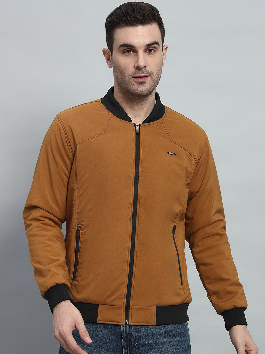 AR-FIT Men Water Resistant Zip Detail Bomber Jacket