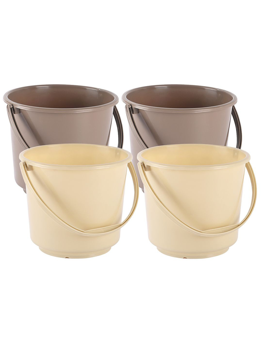 Kuber Industries Brown & Cream-Coloured 4 Pieces Multi Purpose Small Bucket- 5ltr