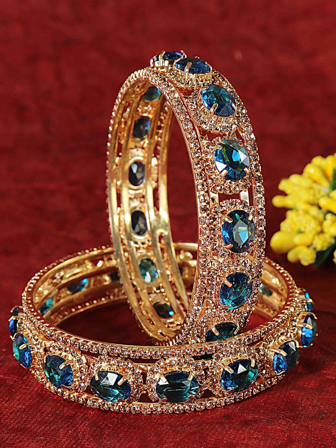 LAVAZZA Set Of 2 Gold-Plated CZ & AD-Studded Bangles
