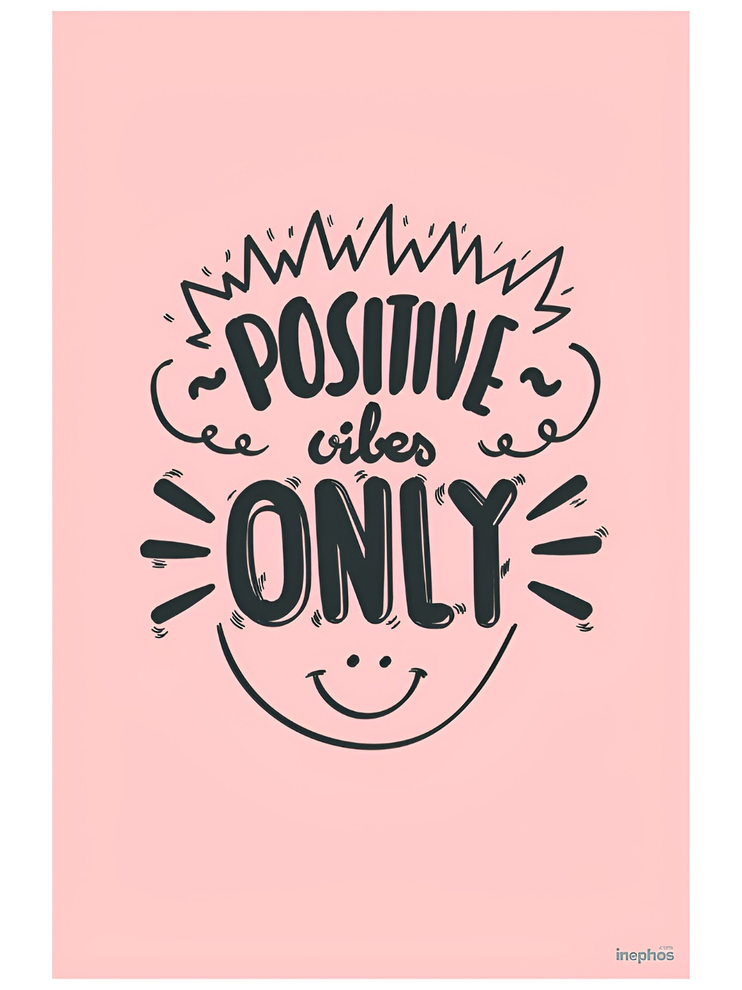 Inephos Pink & Black Positive Vibes Only Inspirational Vinyl Poster