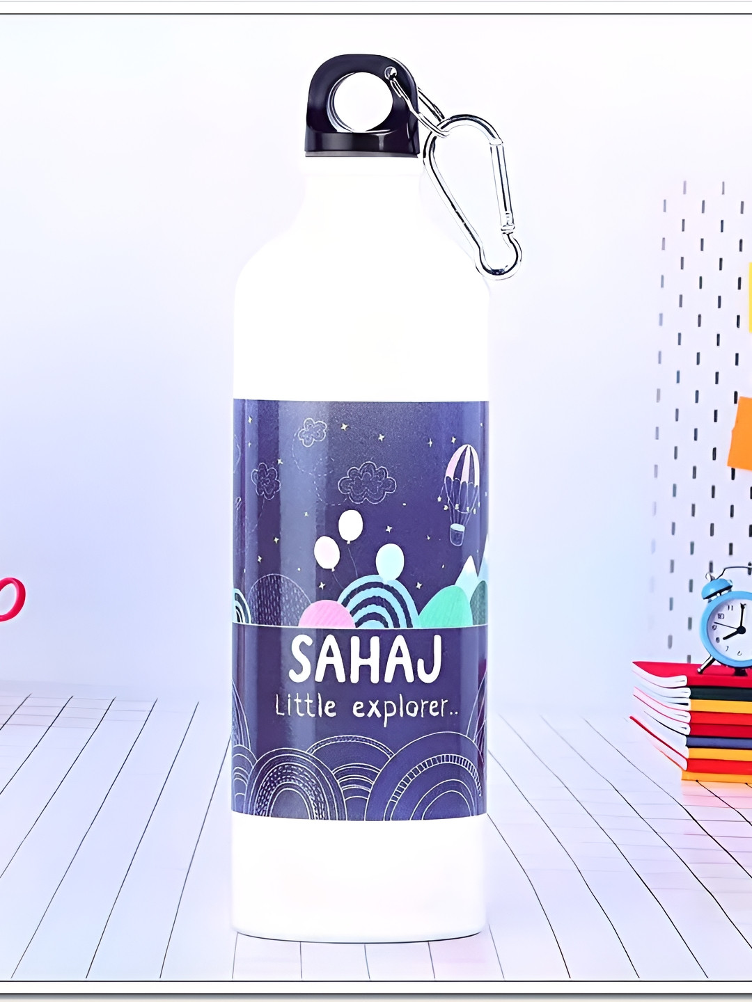 fnp Little Explorer White Conversational Aluminium Spill Proof Water Bottle - 650ml