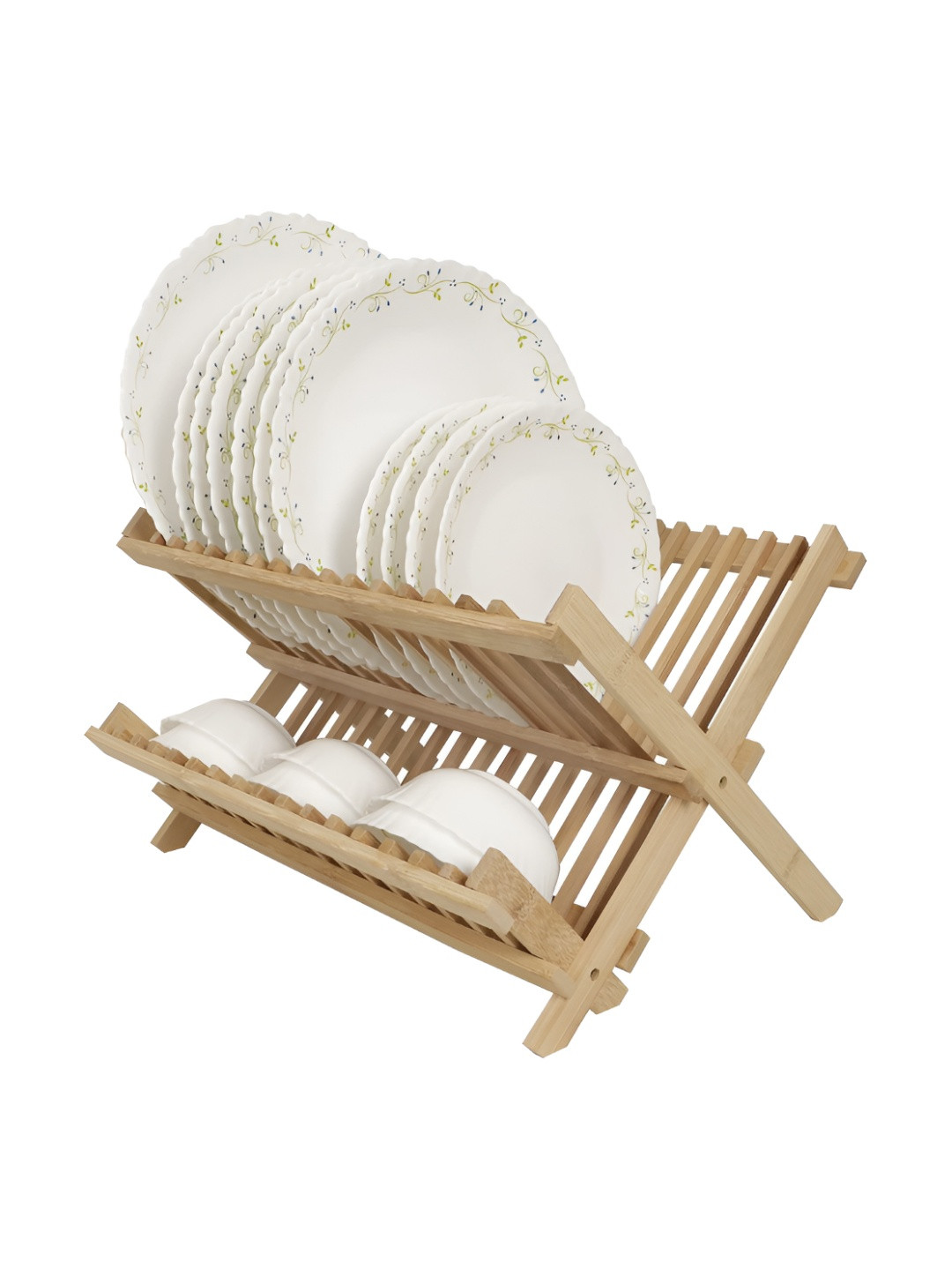 HOKIPO Brown Bamboo Kitchen Dish rack for Plates