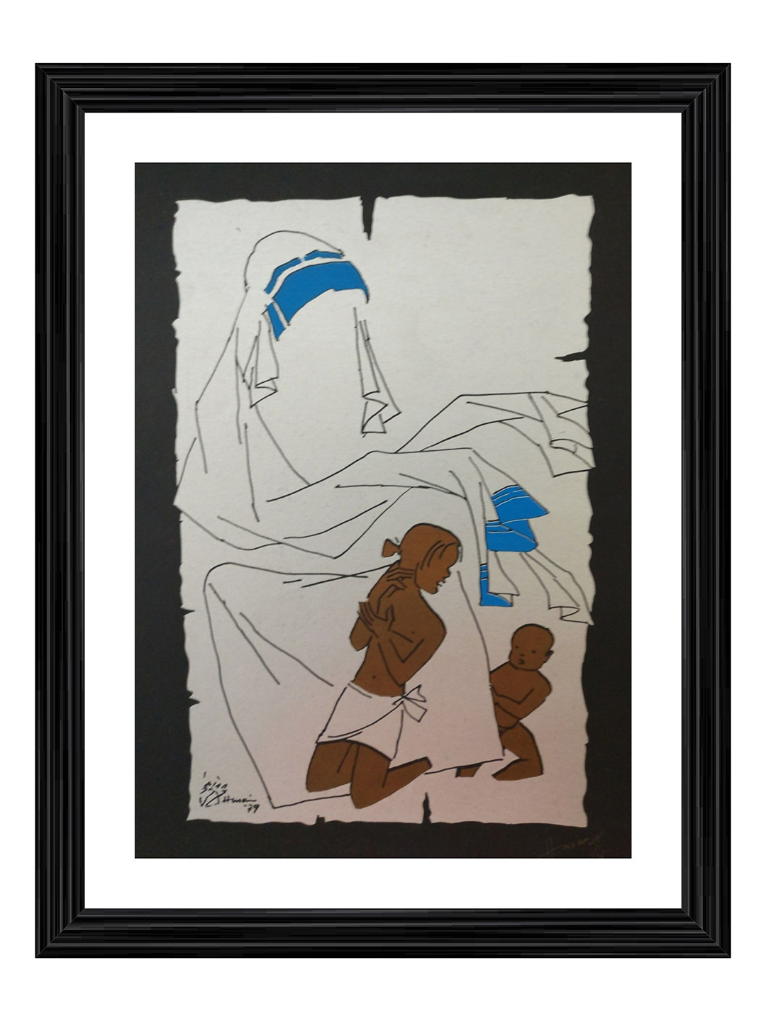 AdventuresIndia Mother Teresa Wood Wall Rectangle Paintings Wall Art -16 x 21In