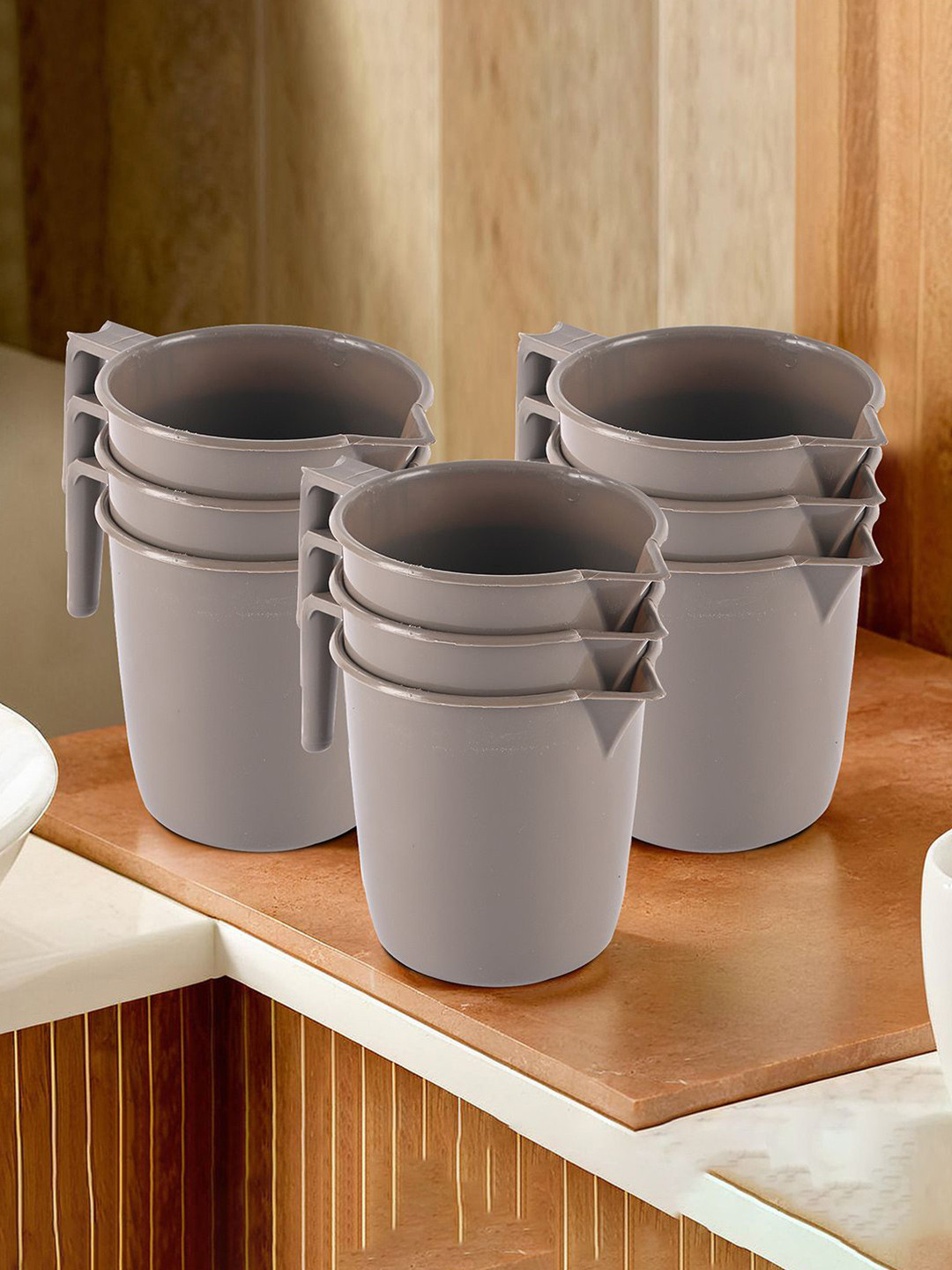Kuber Industries Brown 9 Piece Multi-Functional Bathroom Mug- 1 ltr