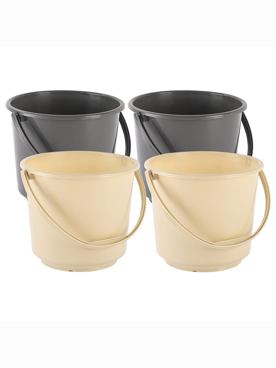 Kuber Industries Grey & Beige 4 Pieces Multi Purpose Small Buckets-5 L