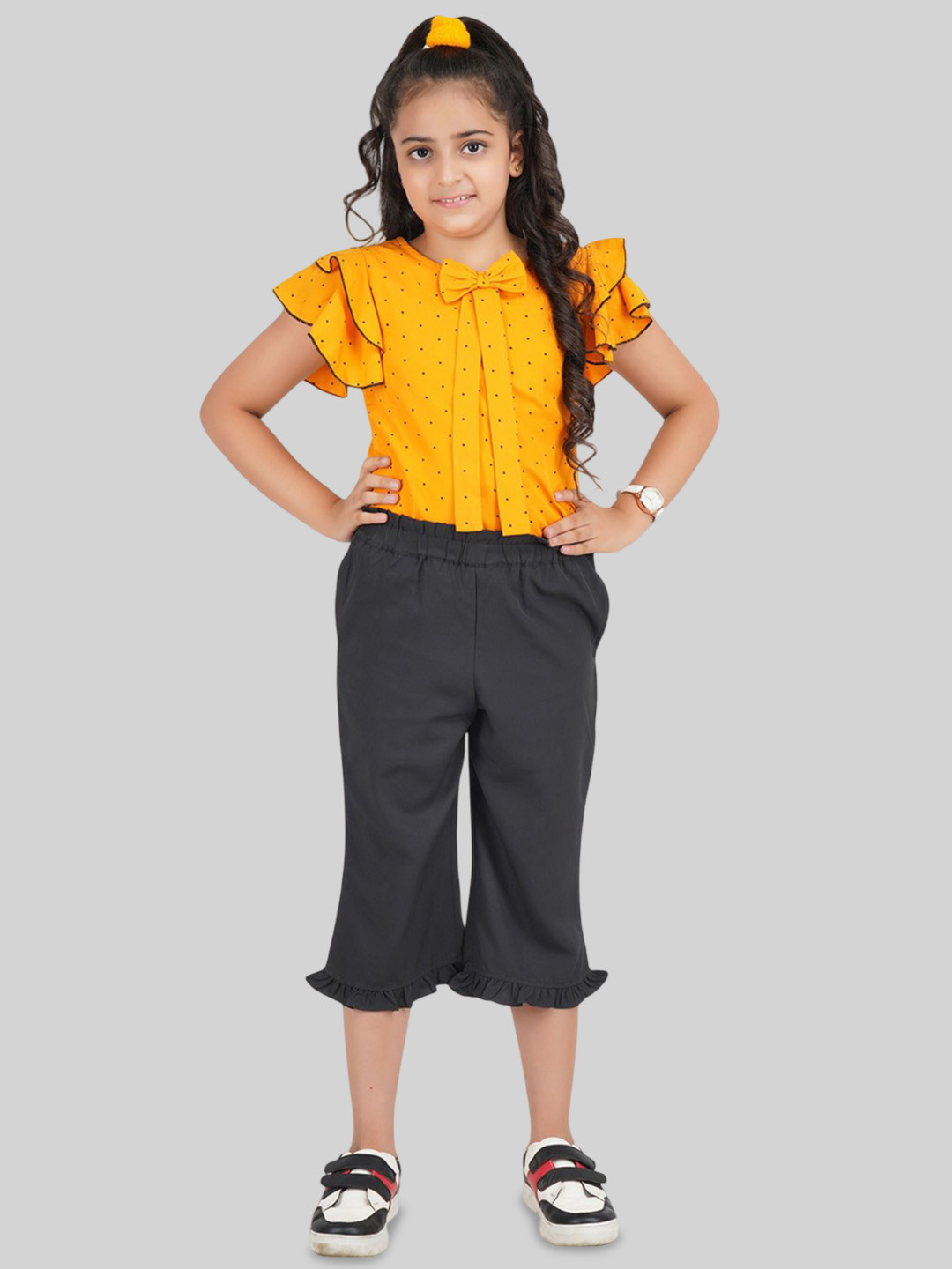 BEING NAUGHTY Girls Printed Short Sleeves Top With Capris