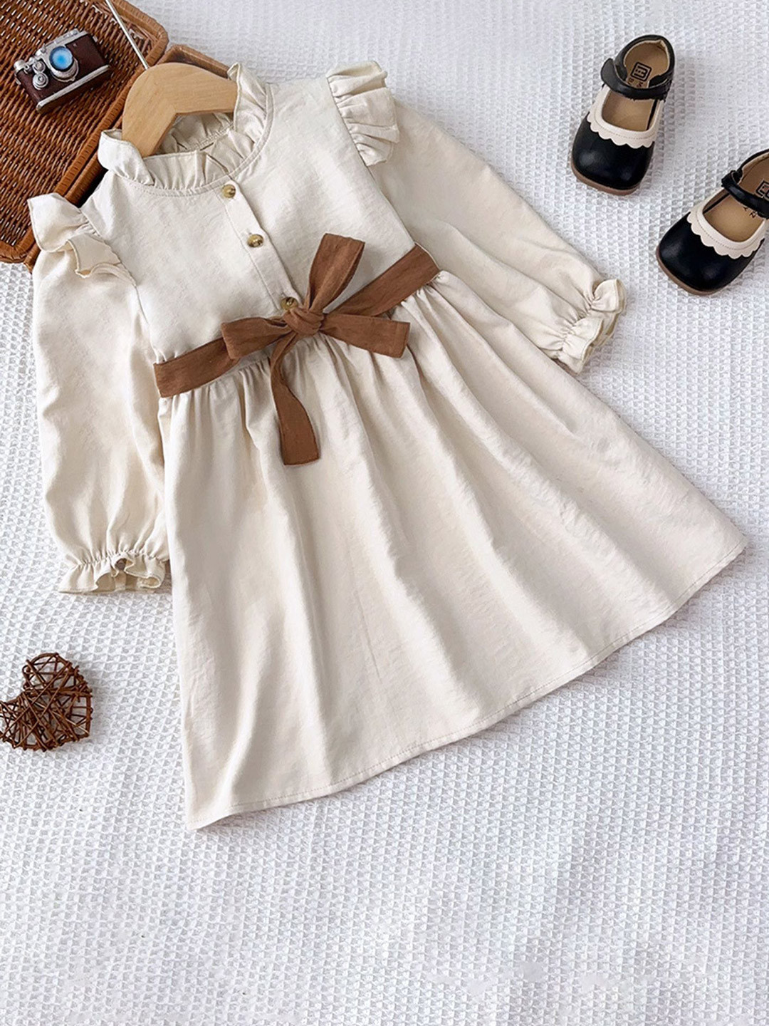 LULU & SKY Girls Ruffles Fit & Flare Dress Comes with a belt