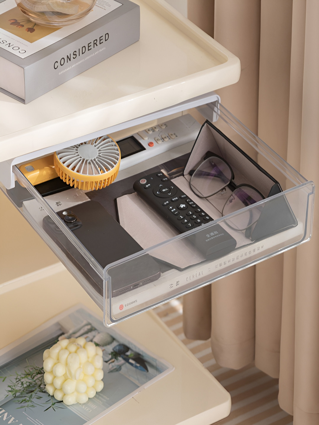 HOKIPO Transparent Self Adhesive Underdesk Organiser