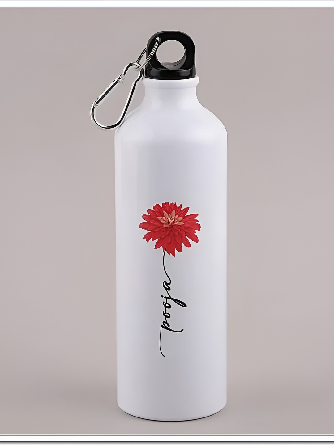 fnp White & Red Aluminium Typography Printed Water Bottle 750 ml