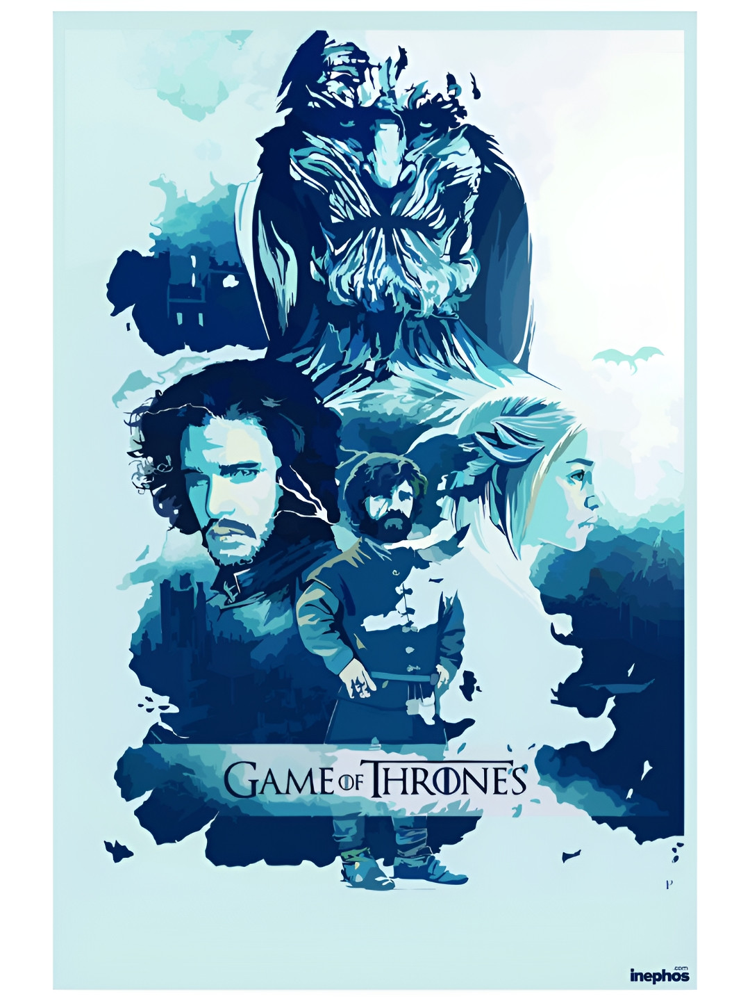 Inephos Blue & White Unique Modern Artwork Vinyl Photograph Posters