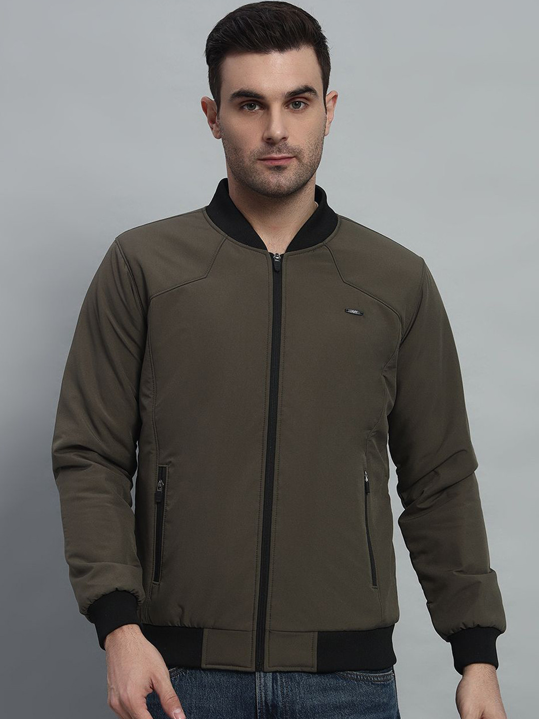 AR-FIT Men Water Resistant Zip Detail Bomber Jacket
