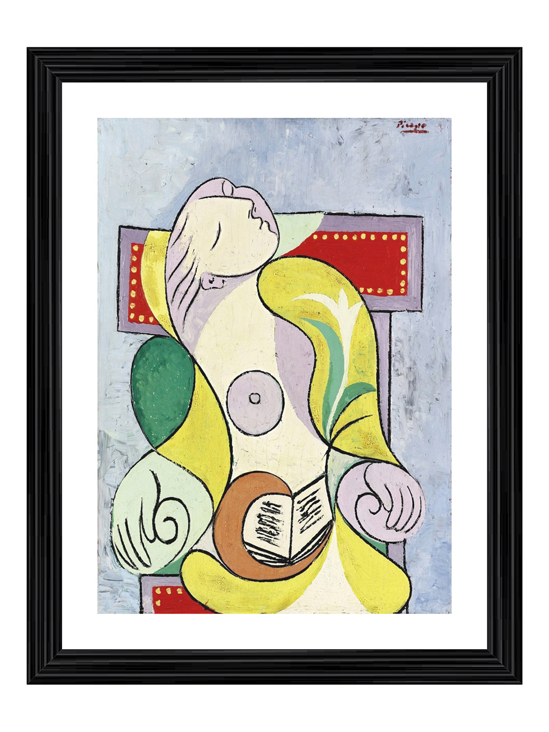 AdventuresIndia La Lecture Reading Wall Rectangle Paintings Wall Art- 23.6 x 17.71In