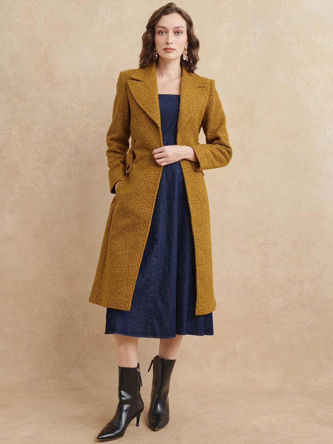 RAREISM Women Yellow Plain Regular Fit Regular Sleeve Lapel Neck Jacket