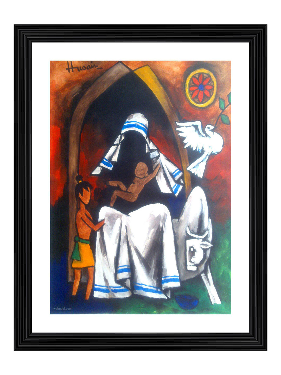 Adventures India Mother Teresa Wood Wall Rectangle Paintings Wall Art 17.71 x 13.77 In