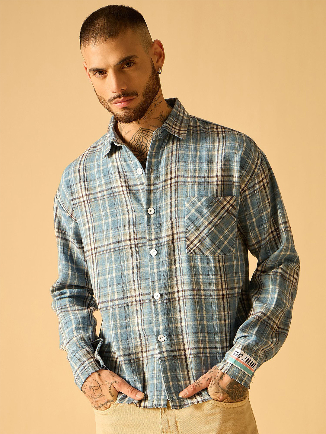 AKS Men Standard Semi Sheer Checked Casual Shirt