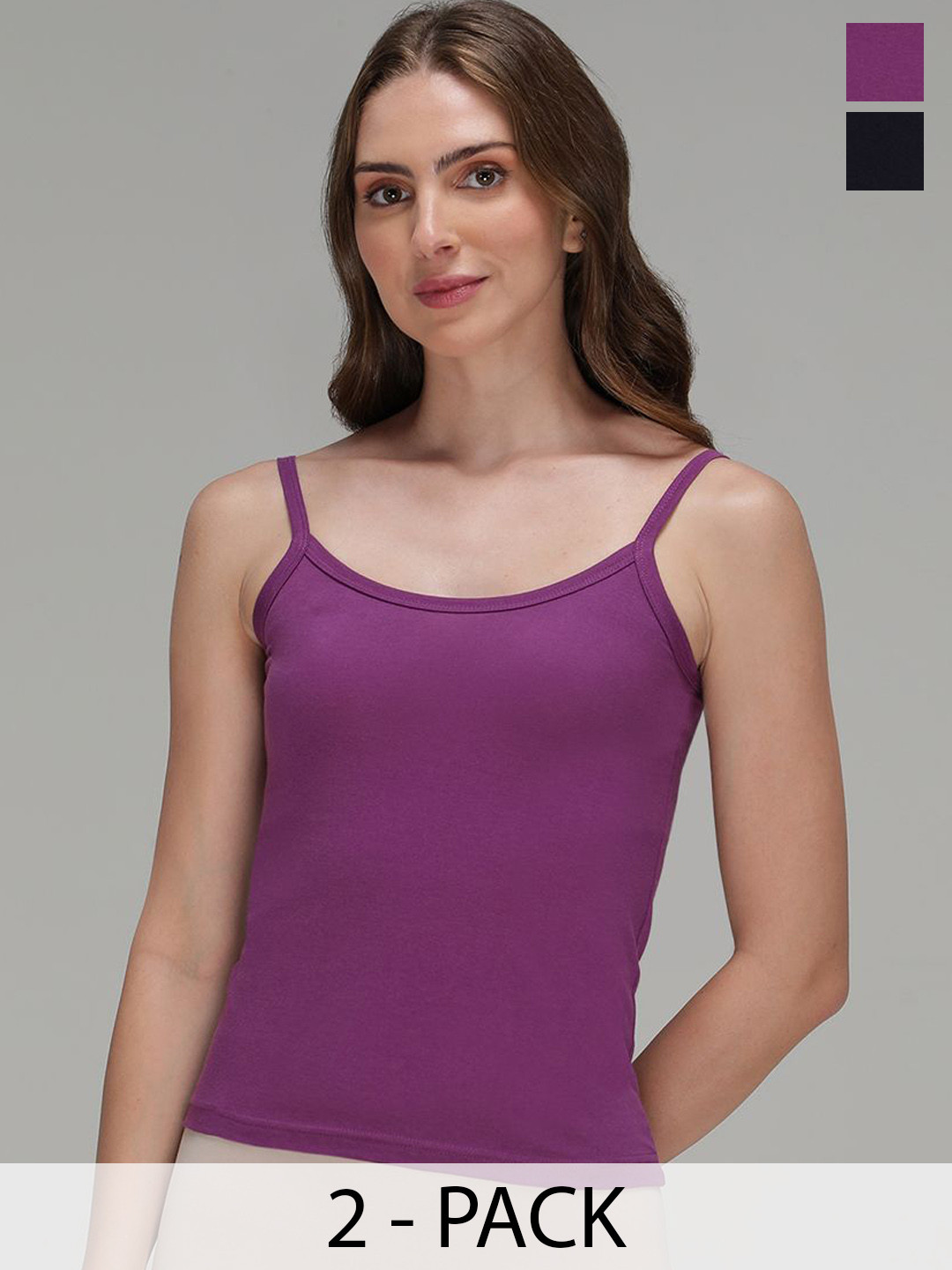 AMUL COMFY Women Pack Of 2 Non-Padded Pure Cotton Camisoles