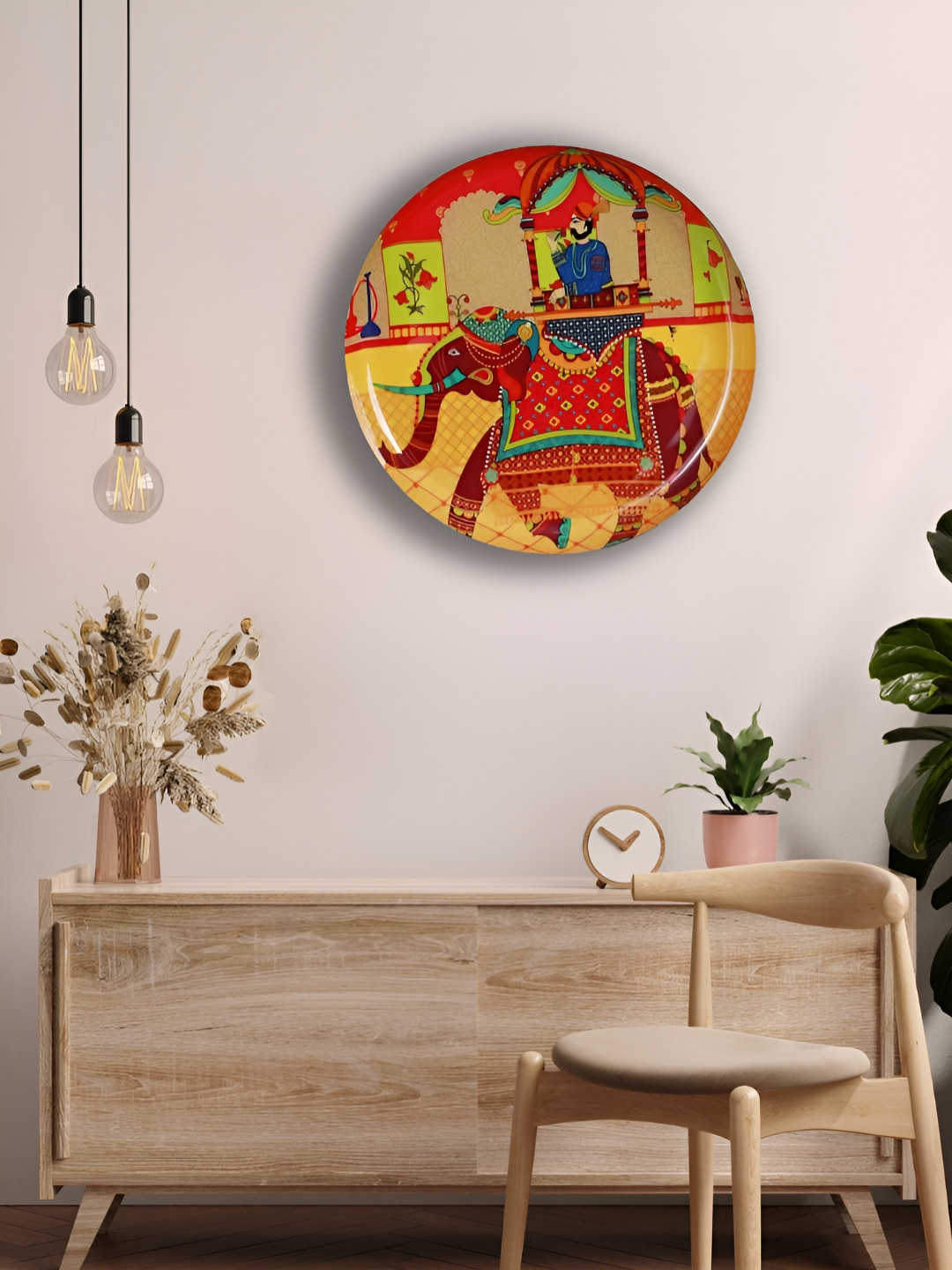 Homspurts Red & orange Colored Ethnic Motifs Printed Wall Art