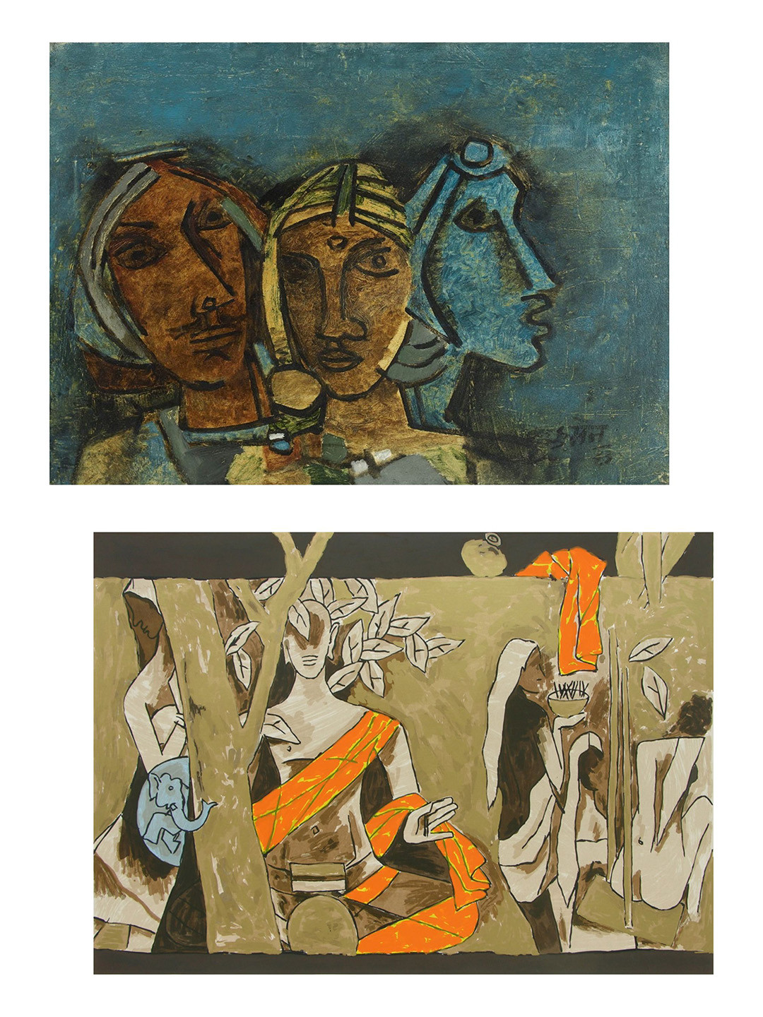 Adventures India Lord Buddha Wood 2 Pcs Living Room Paintings Wall Art -17.72 x 23.62In