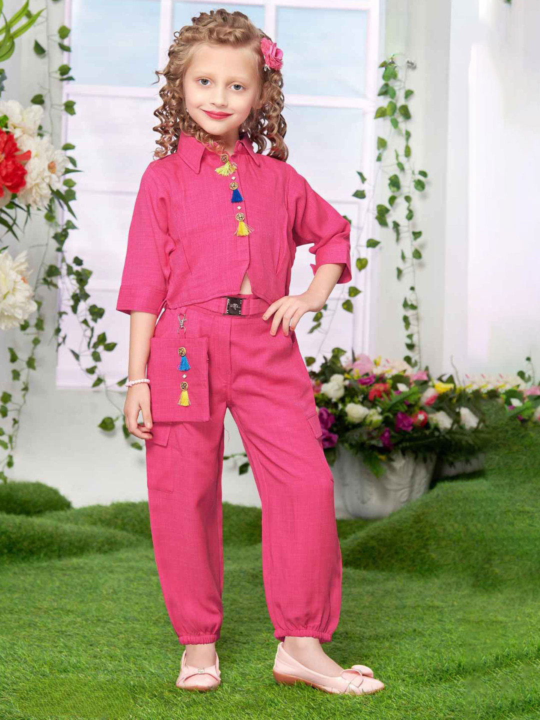 Lagorii Girls Three-Quarter Sleeves Shirt with Trousers