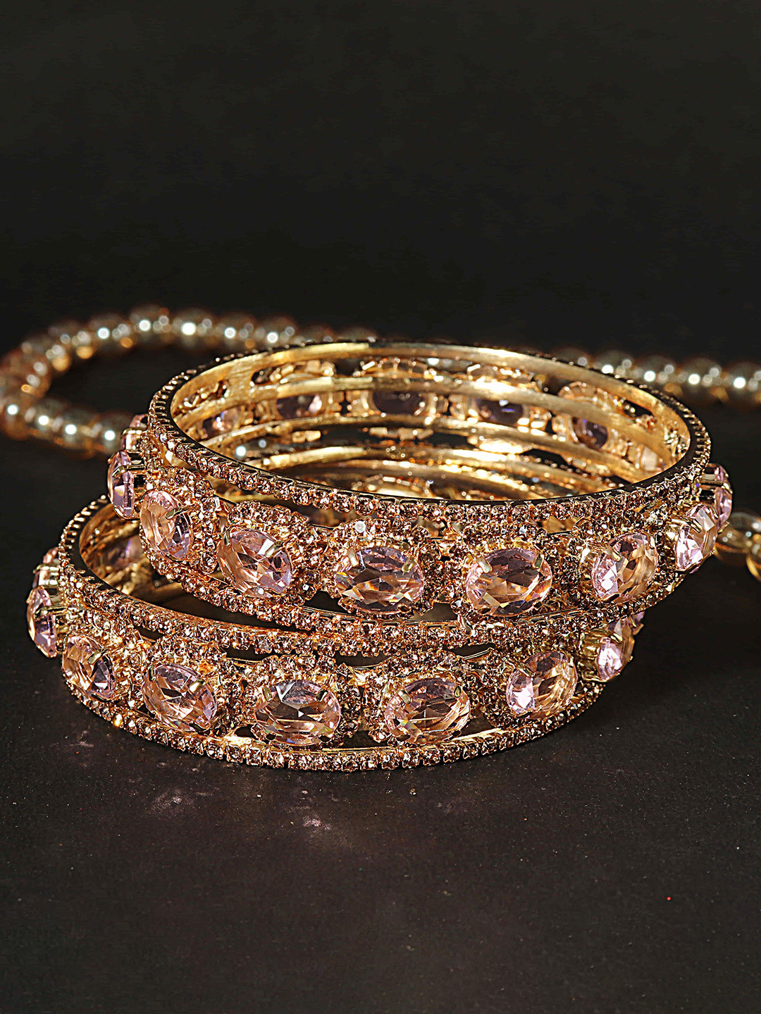 LAVAZZA Set Of 2 Gold-Plated AD & CZ Studded Bangles