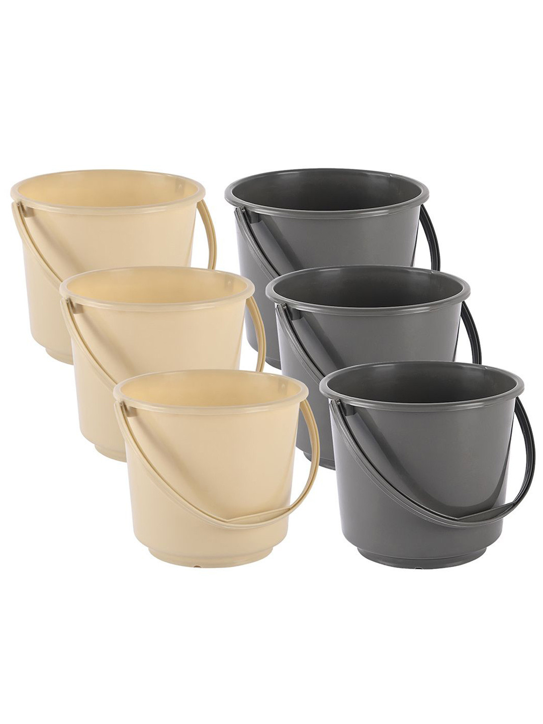 Kuber Industries Grey & Black 6 Pieces Contemporary Bath Accessories Set 5 L each