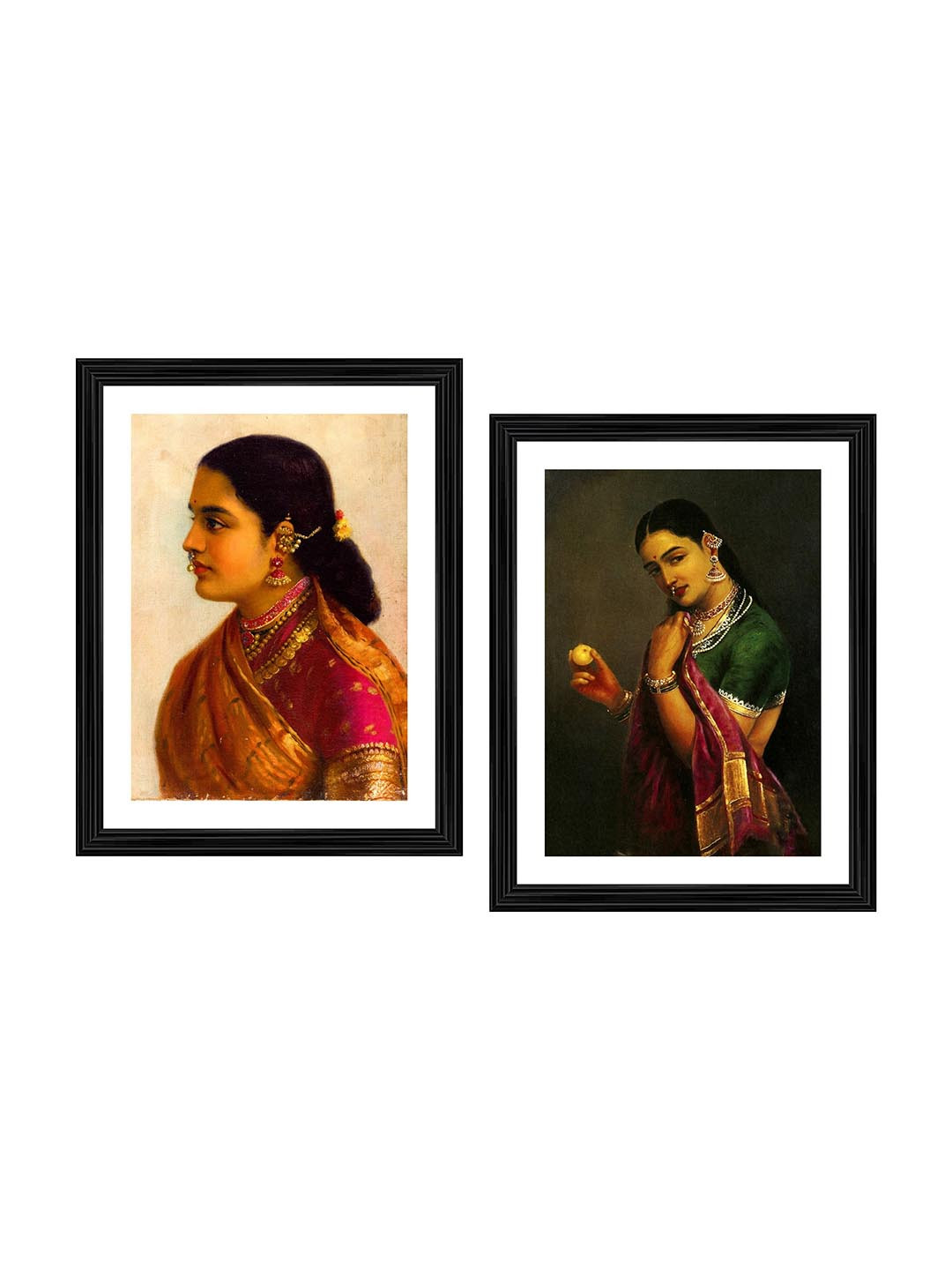 AdventuresIndia Wood 2 Piece Wall Rectangle Paintings Wall Art - 21 x 16In