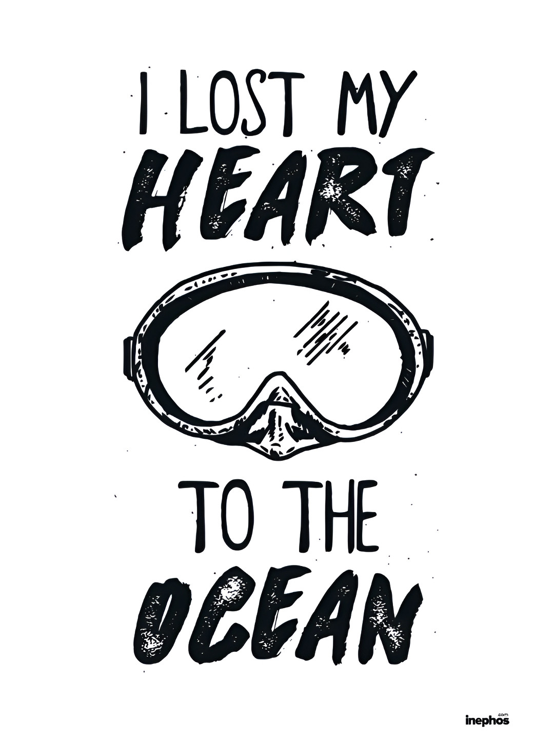 Inephos White & Black I Lost My Heart To The Ocean Vinyl Photograph Poster Art